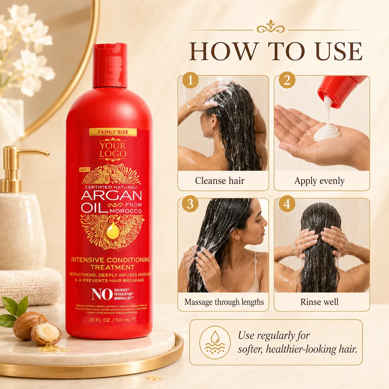 Private Label Argan Oil Conditioning Treatment 20oz Family Size OEM ODM Manufacturer