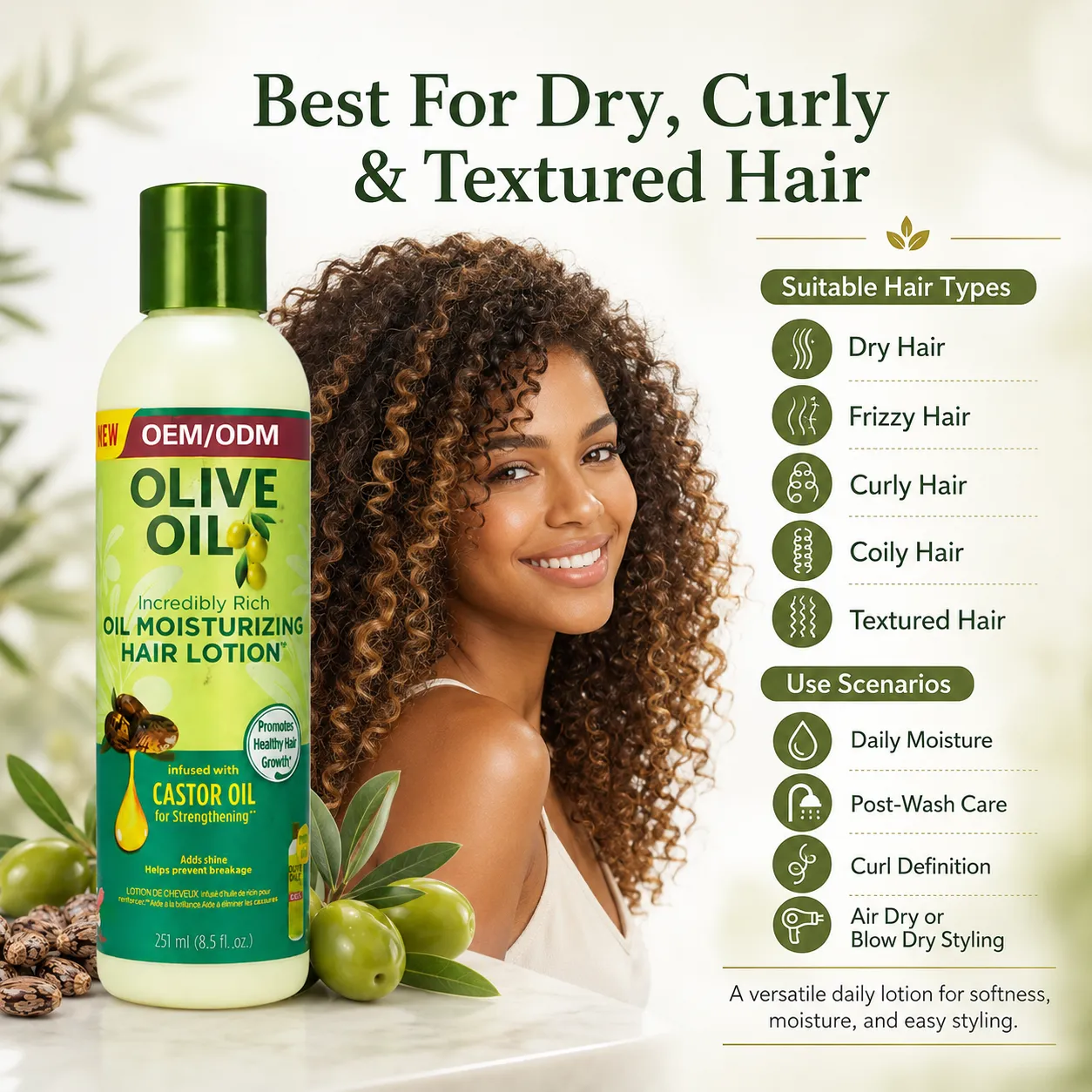 Private Label Olive Oil Hair Lotion Manufacturer