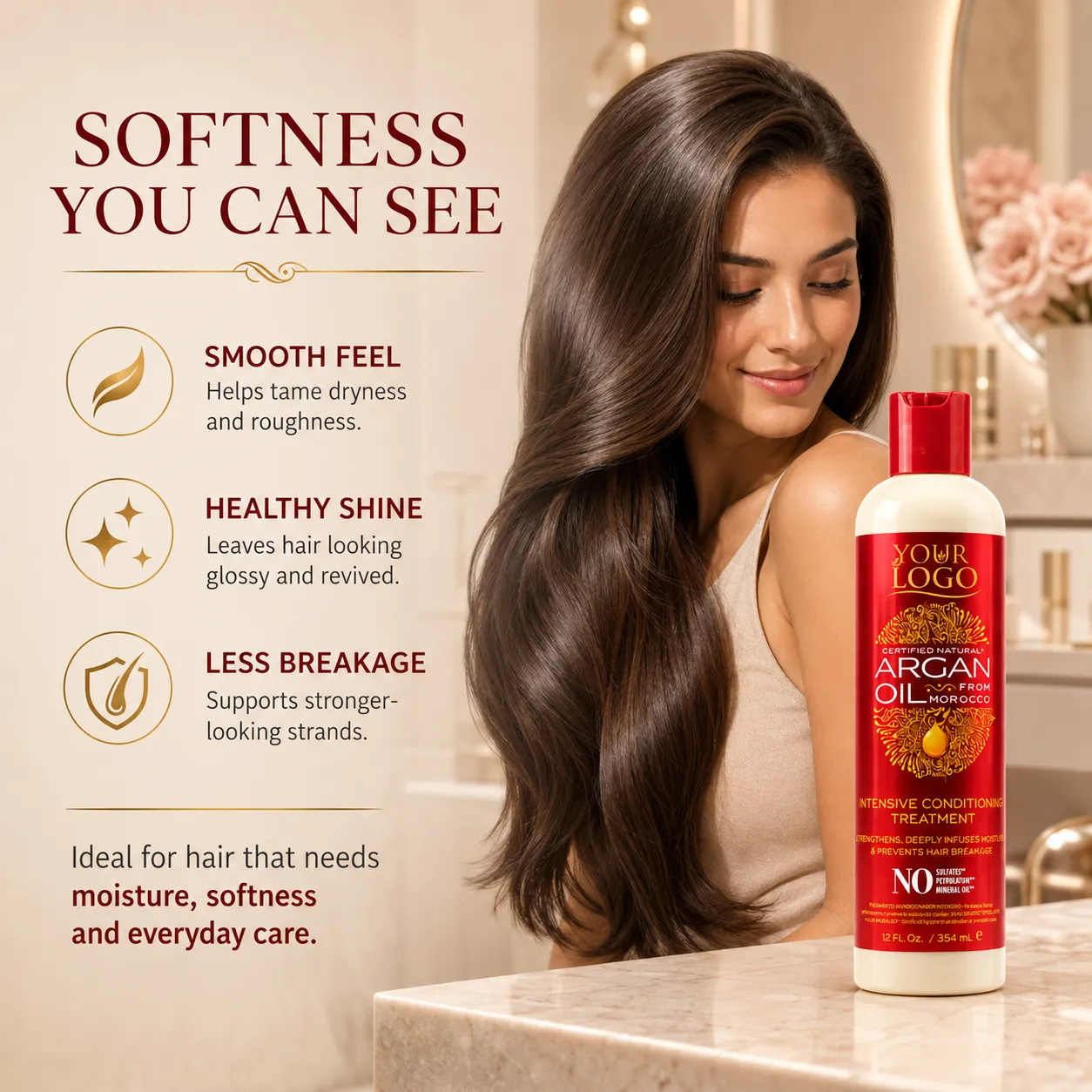Private Label Argan Oil Deep Conditioning Treatment for Dry Curly Hair OEM ODM Manufacturer