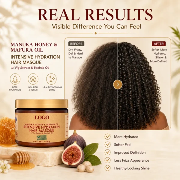 Private Label Manuka Honey Hair Mask 12oz for Dry Curly Hair OEM ODM Manufacturer